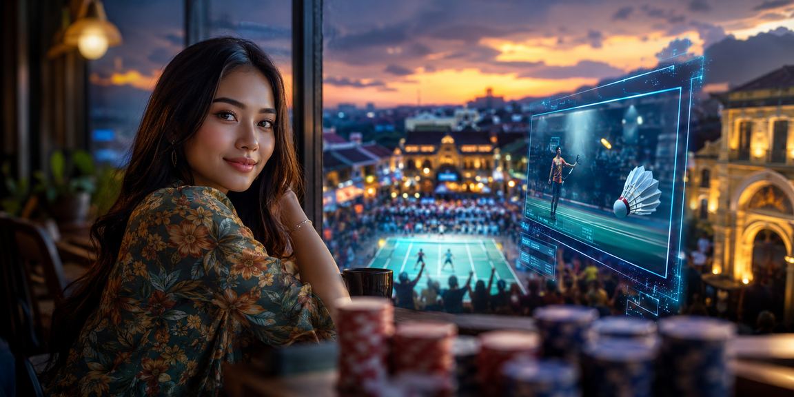 Pemandangan kasino hiburan dalam talian di Malaysia dengan pencahayaan mewah